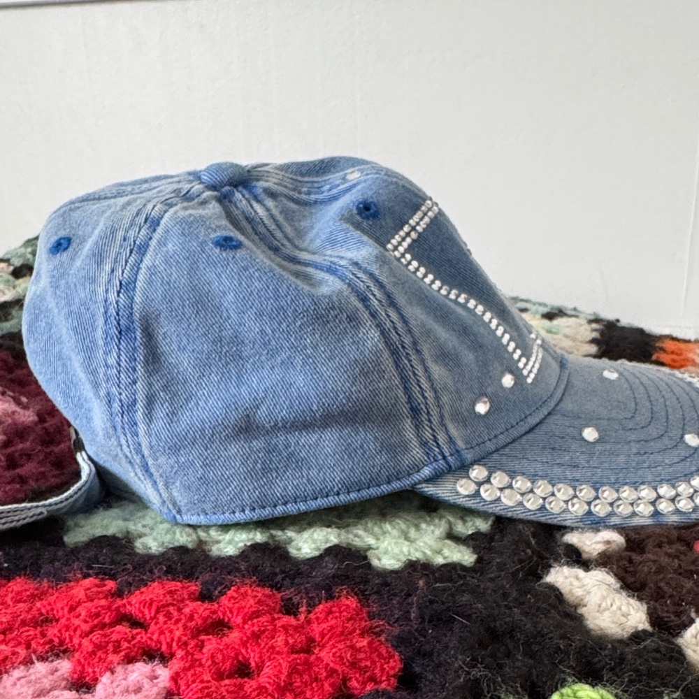 Acne Studios Denim Cap with Rhinestone Accents - Picture 3 of 4
